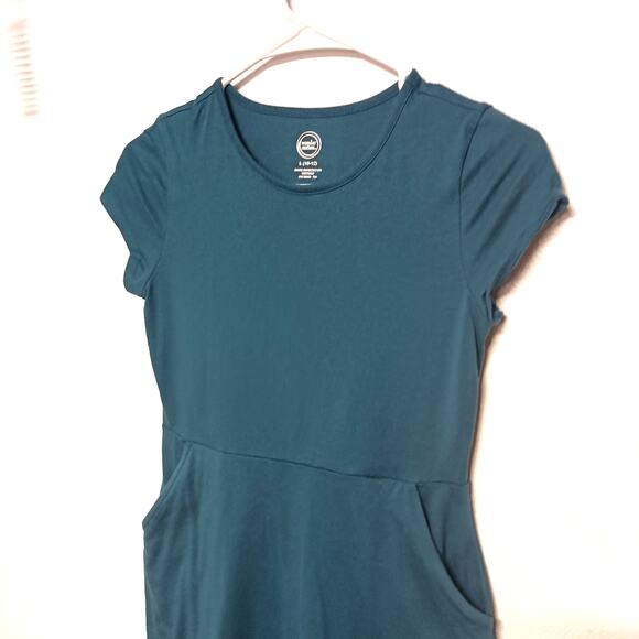 WONDER NATION Girls' Blue Short Sleeve Skater Dress - Size L - Picture 2 of 4